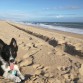 En la playa con mi pelota.